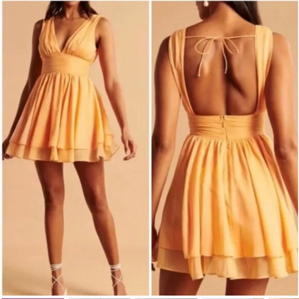 NWT Abercrombie and fitch flirty drama mini dress orange